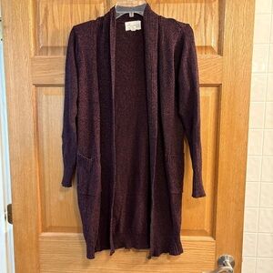 Morgan City Women’s Long Sweater Cardigan Size S Small Maroon w/ Hint of Black